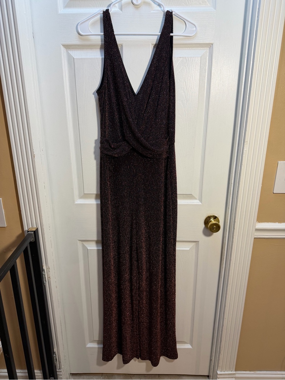 Candie's Black Metallic-Thread V-Neck Jumpsuit